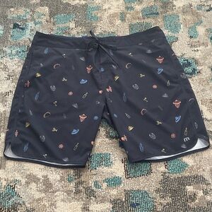 Travis Mathew Navy Patterned Board Shorts